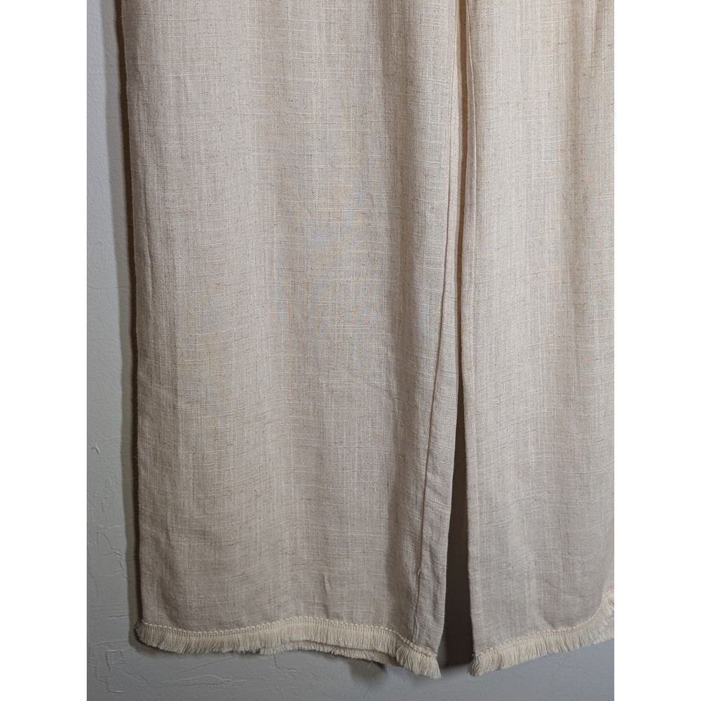 Women’s Cream Wide-Leg Linen-Blend Pants - Picture 4 of 6